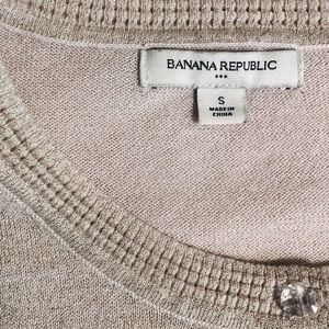 Banana Republic Women's Beige Crew Neck Cardigan shimmer Sweater